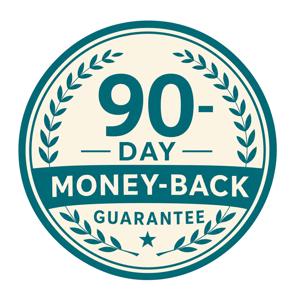 90-day money-back guarantee badge